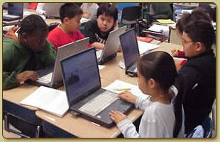 Students interacting with River City
