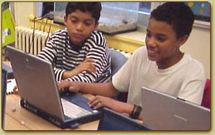 Students interacting with River City