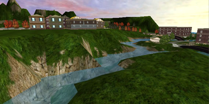 Here we are looking at the skyline of downtown River City, with the tenements on the right.