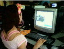 Student interacting with River City